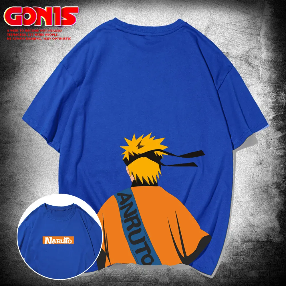Naruto Cartoon T-Shirt Black Cotton Loose Summer
