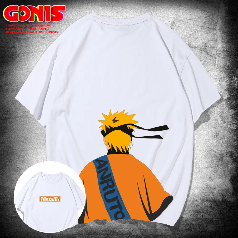 Naruto Cartoon T-Shirt Black Cotton Loose Summer