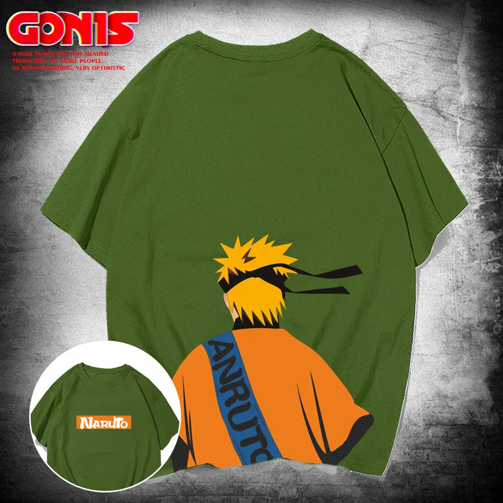 Naruto Cartoon T-Shirt Black Cotton Loose Summer