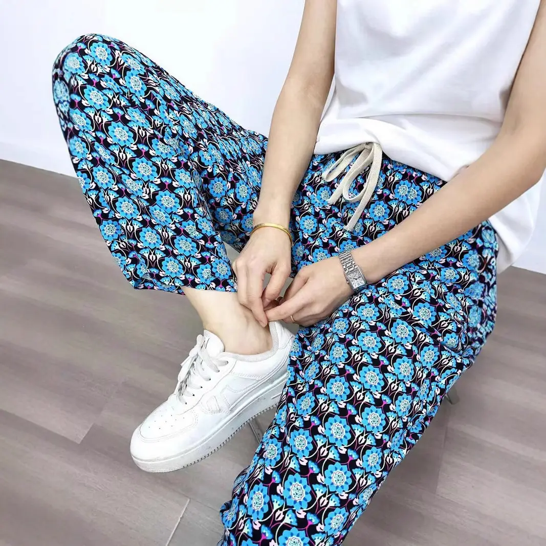Bohemian Radish Pants Ethnic Floral Print Summer - Image 20