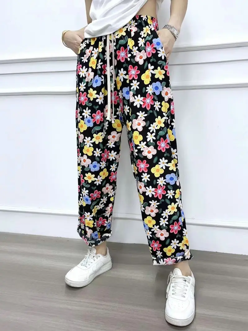 Bohemian Radish Pants Ethnic Floral Print Summer — feature 16