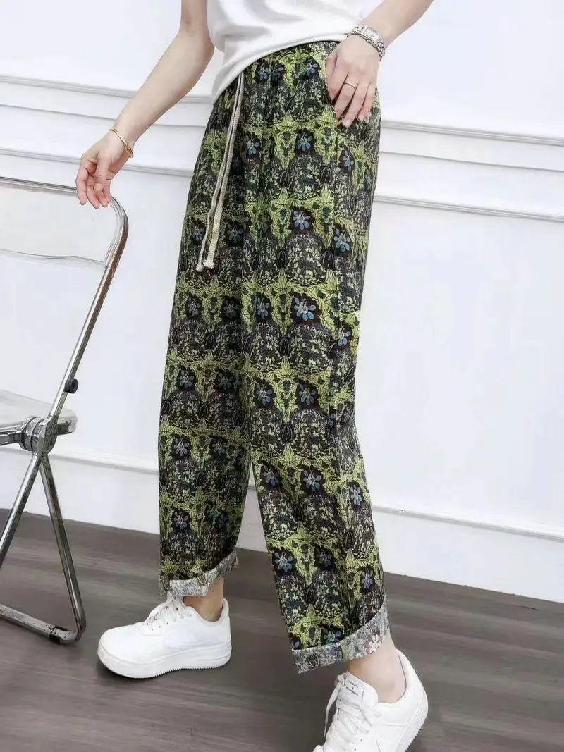 Bohemian Radish Pants Ethnic Floral Print Summer — feature 7