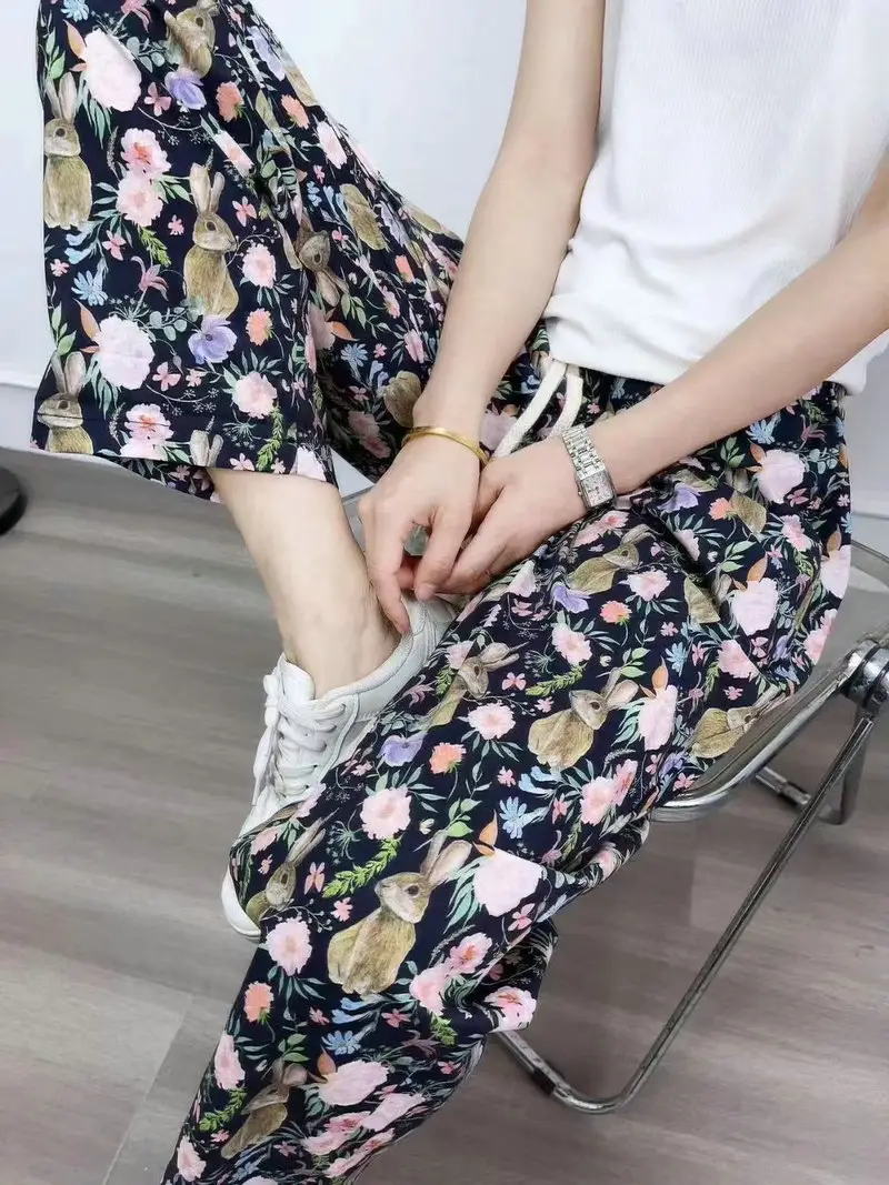 Bohemian Radish Pants Ethnic Floral Print Summer — feature 8
