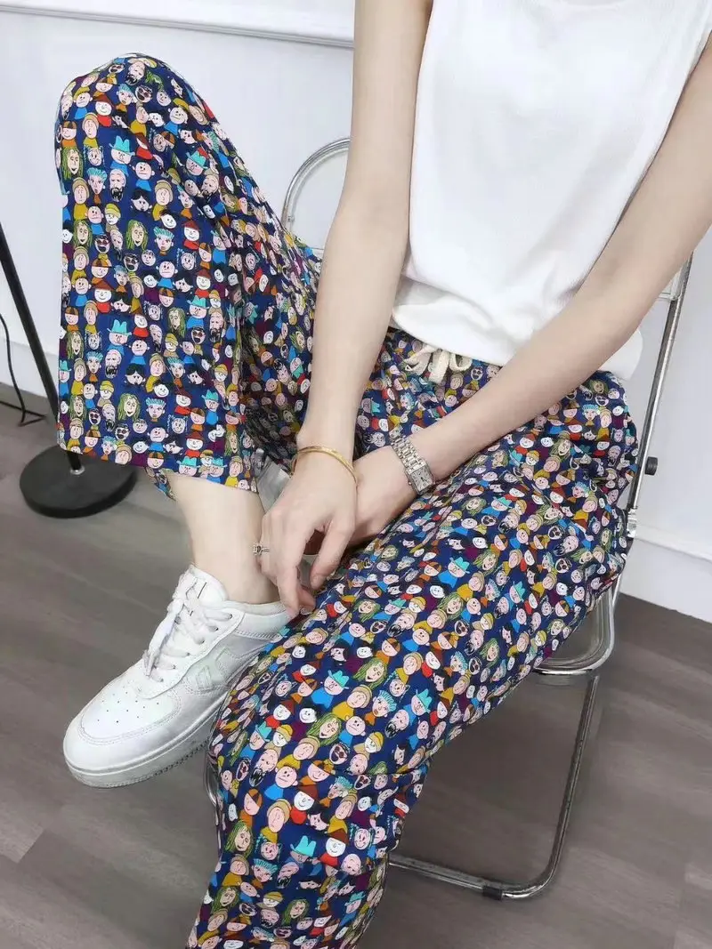 Bohemian Radish Pants Ethnic Floral Print Summer - Image 9