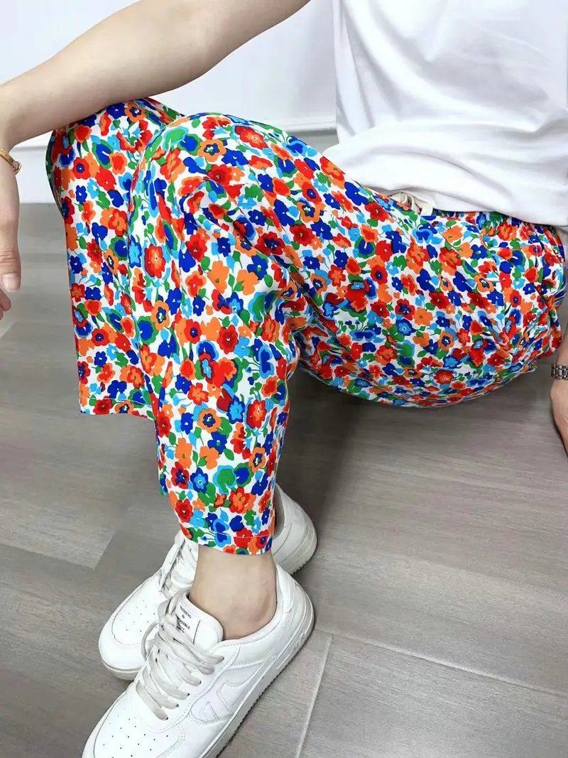Bohemian Radish Pants Ethnic Floral Print Summer - Image 13