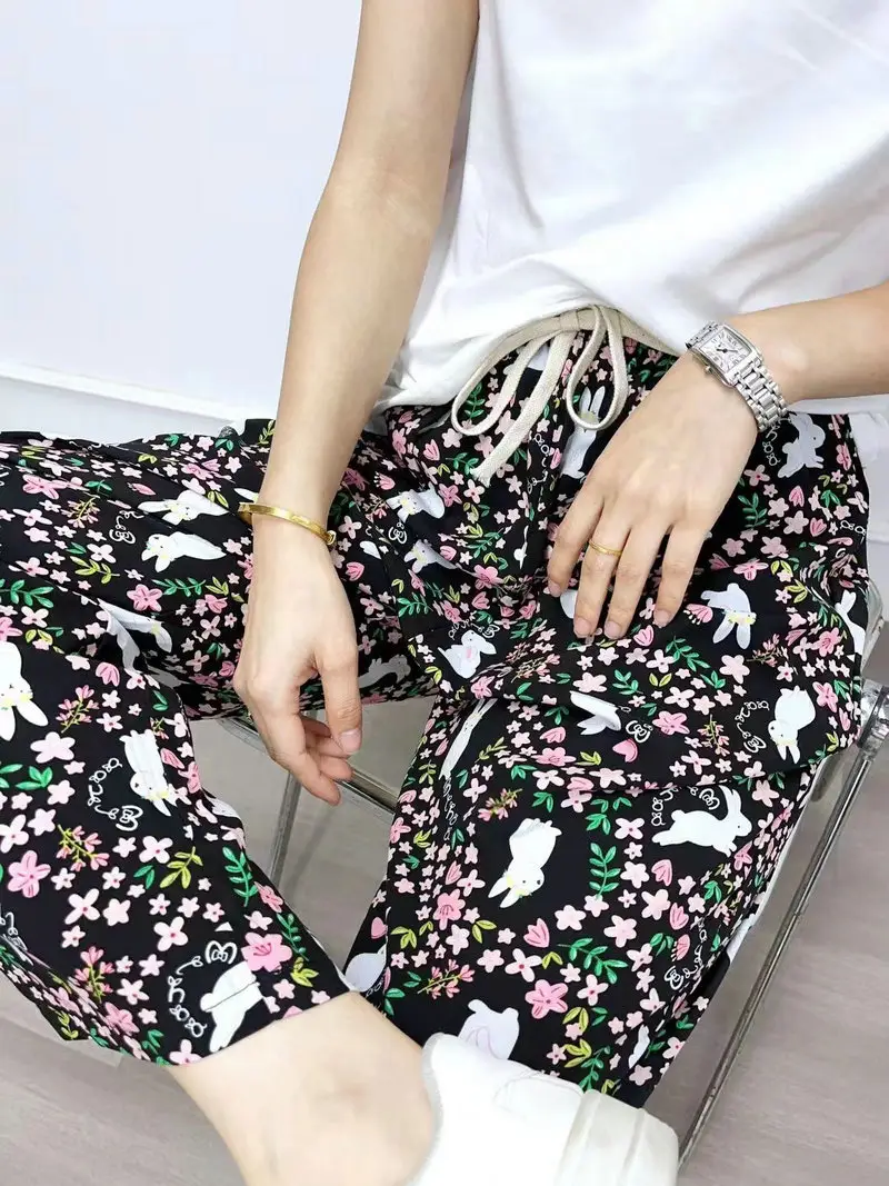 Bohemian Radish Pants Ethnic Floral Print Summer - Image 14