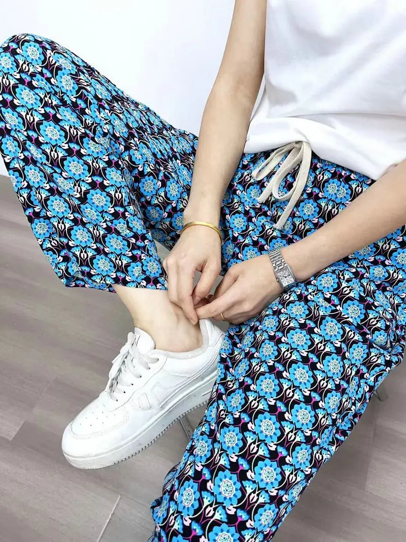 Bohemian Radish Pants Ethnic Floral Print Summer - Image 3