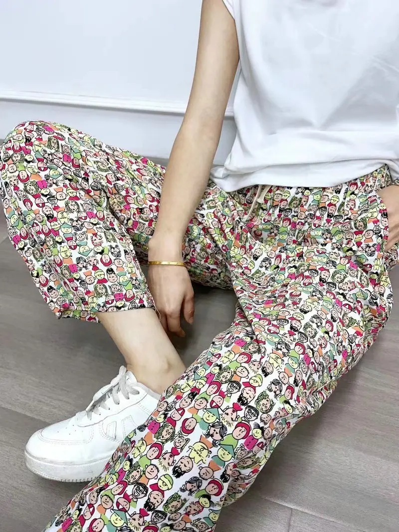 Bohemian Radish Pants Ethnic Floral Print Summer - Image 4