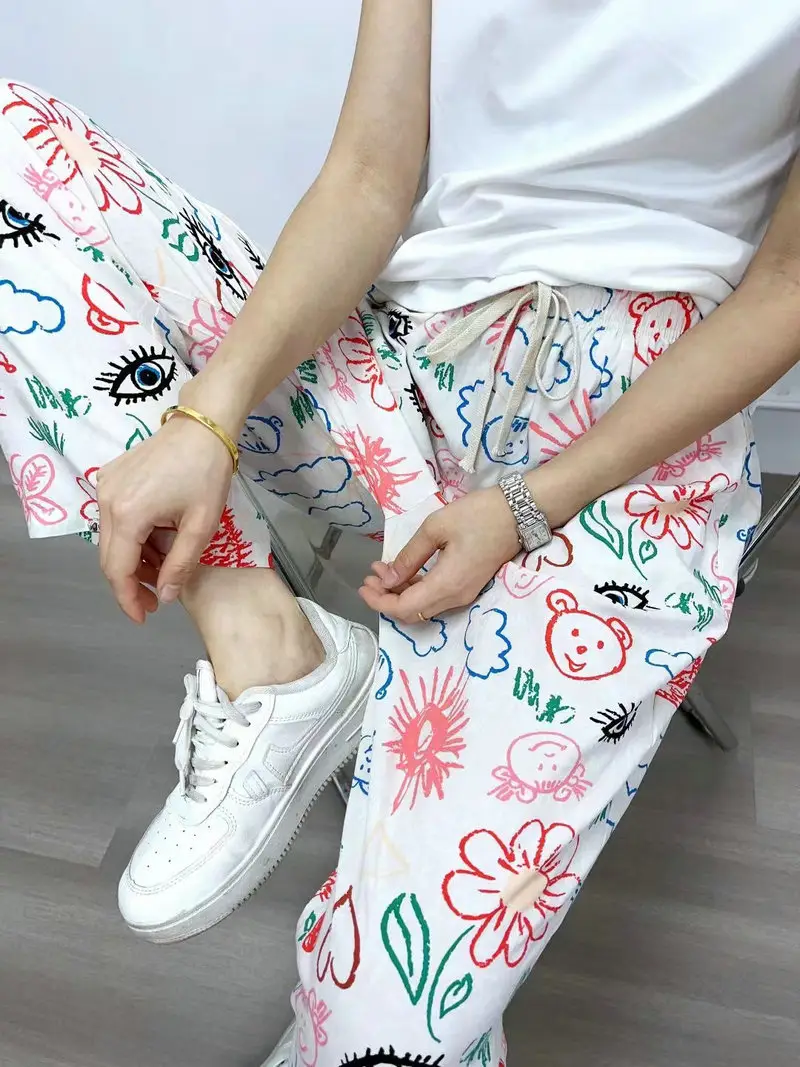 Bohemian Radish Pants Ethnic Floral Print Summer - Image 5