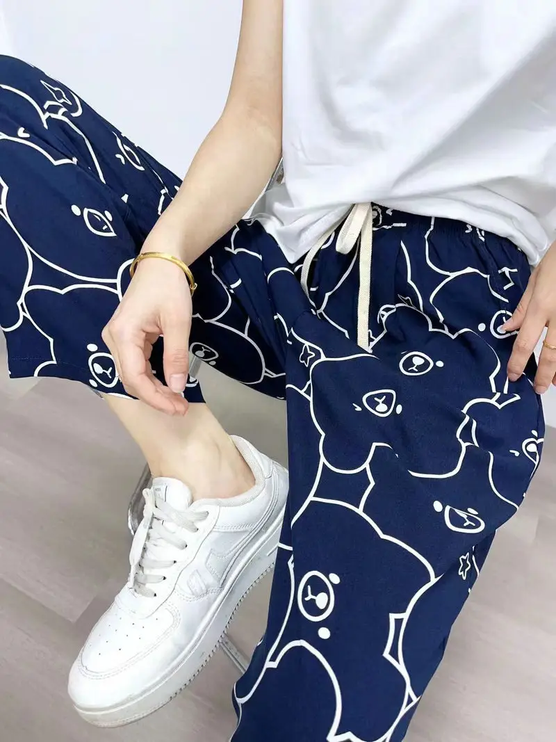 Bohemian Radish Pants Ethnic Floral Print Summer - Image 6