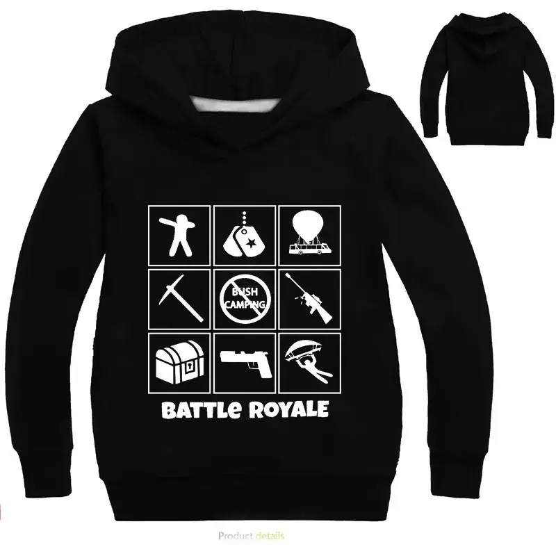 Battle Royale Printed Hoodie for Boys Men Grey - Image 8