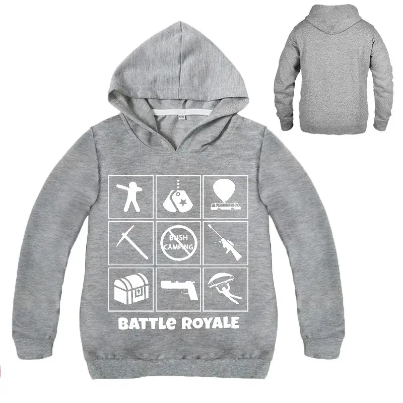 Battle Royale Printed Hoodie for Boys Men Grey — feature 2