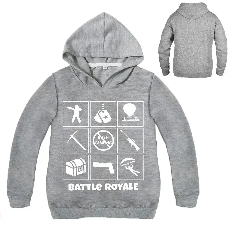 Battle Royale Printed Hoodie for Boys Men Grey - Image 4