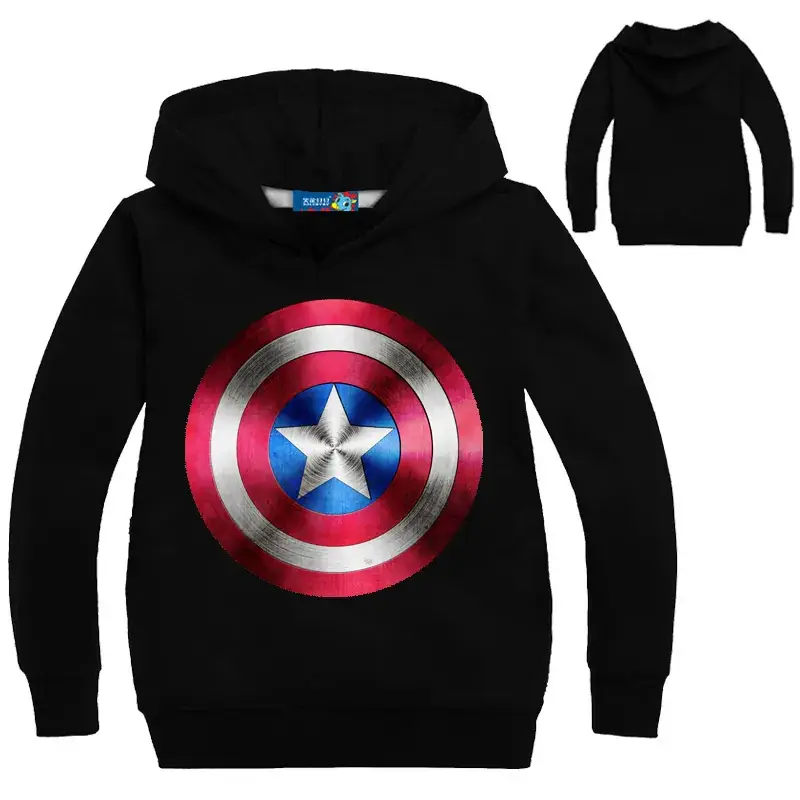Children's Captain America Hoodie Blue Star Print - Image 8