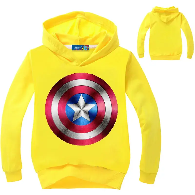 Children's Captain America Hoodie Blue Star Print - Image 9