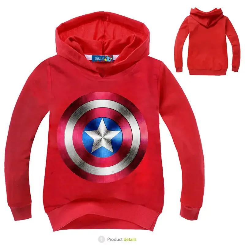 Children's Captain America Hoodie Blue Star Print - Image 11