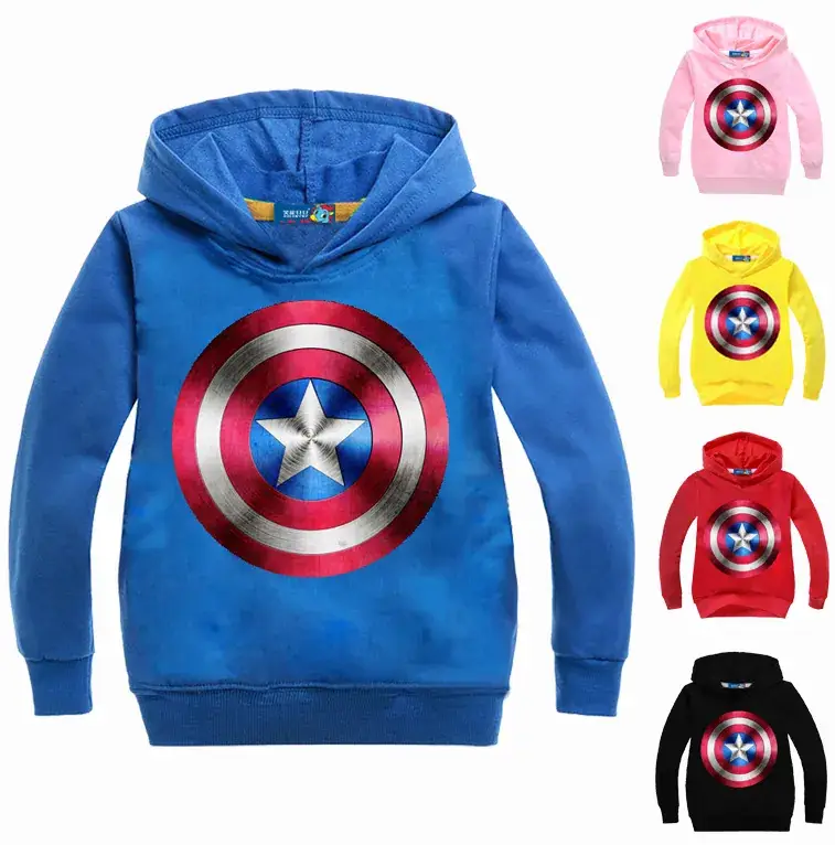 Children's Captain America Hoodie Blue Star Print — feature 4