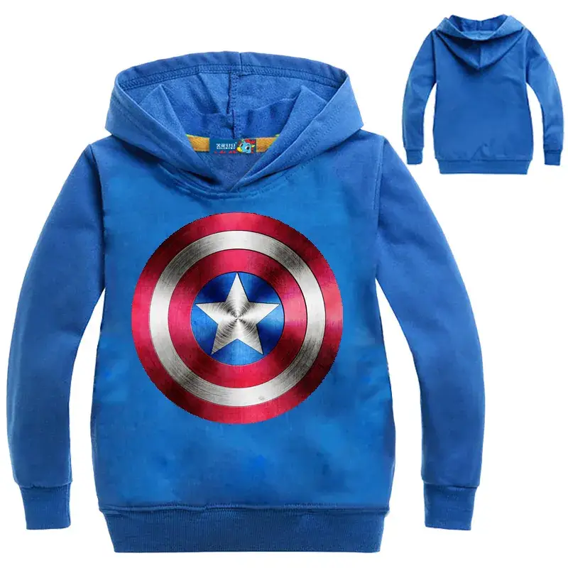Children's Captain America Hoodie Blue Star Print — feature 7
