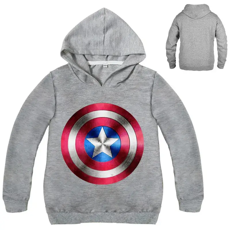 Children's Captain America Hoodie Blue Star Print - Image 3