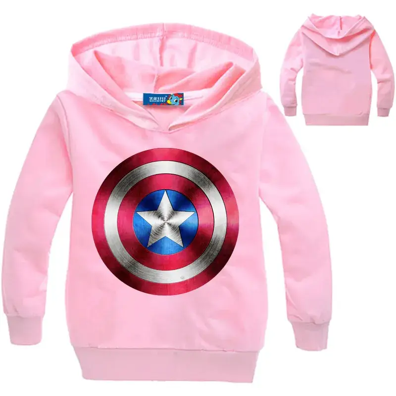 Children's Captain America Hoodie Blue Star Print - Image 6