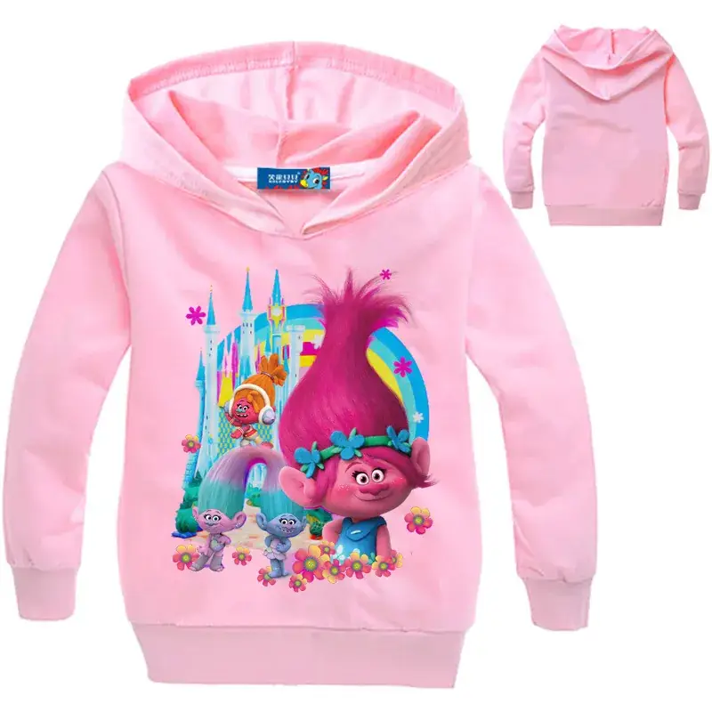 Kids Hoodie with Poppy Print Grey - Image 8