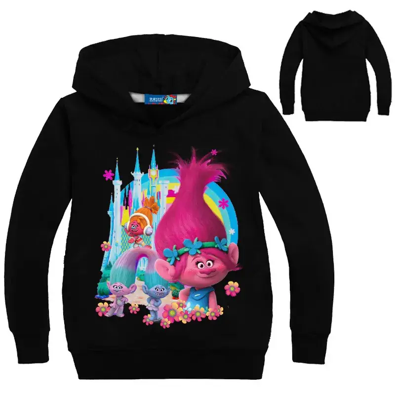 Kids Hoodie with Poppy Print Grey - Image 10