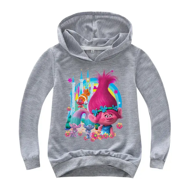 Kids Hoodie with Poppy Print Grey — feature 6