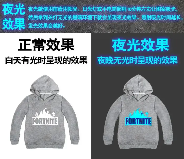 Fortnite Hoodie Boys Yellow Black Light Effect — feature 6