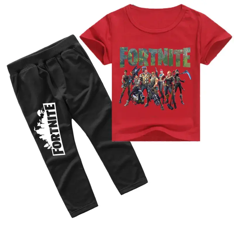 Fortnite Printed T-Shirt & Pants Set Red Black