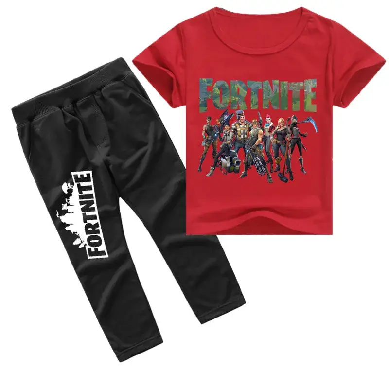 Fortnite Printed T-Shirt & Pants Set Red Black