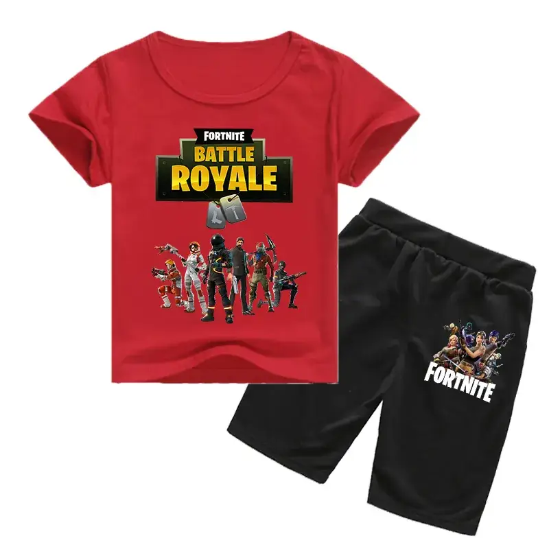 Fortnite Battle Royale Kids T-Shirt & Shorts Set Red Black - Image 4