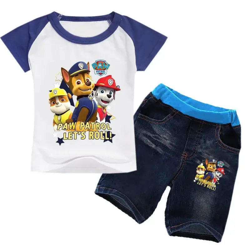 2020 Kids Paw Patrol T-Shirt Shorts Set Raglan Contrast — feature 4