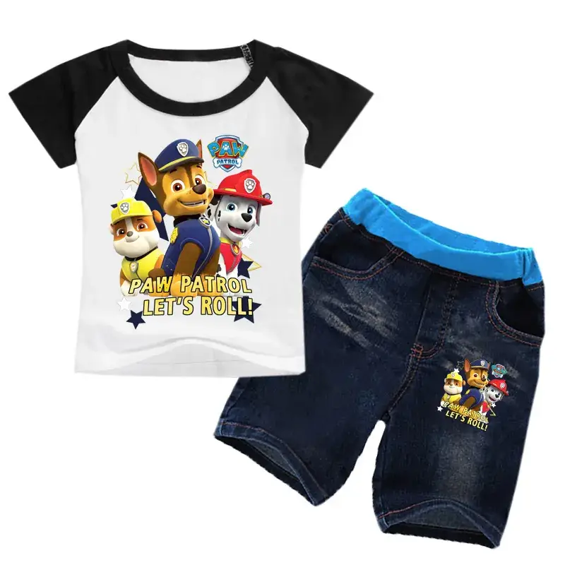 2020 Kids Paw Patrol T-Shirt Shorts Set Raglan Contrast — feature 5