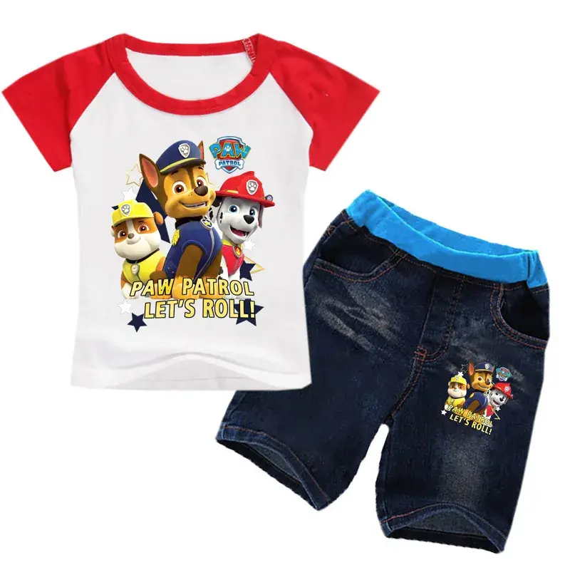 2020 Kids Paw Patrol T-Shirt Shorts Set Raglan Contrast — feature 6