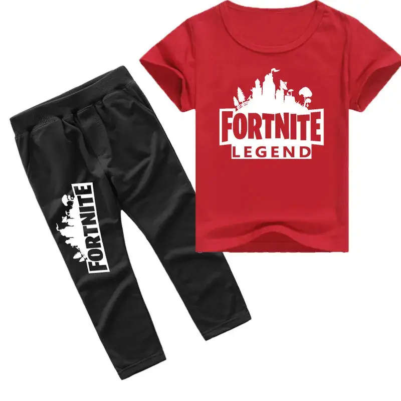 Fortnite Printed Boys T-Shirt & Trouser Set Red Black