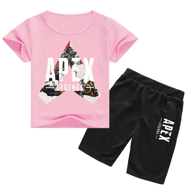 Children Korean Graphic T-Shirt & Shorts Set Yellow Black 0226 - Image 2
