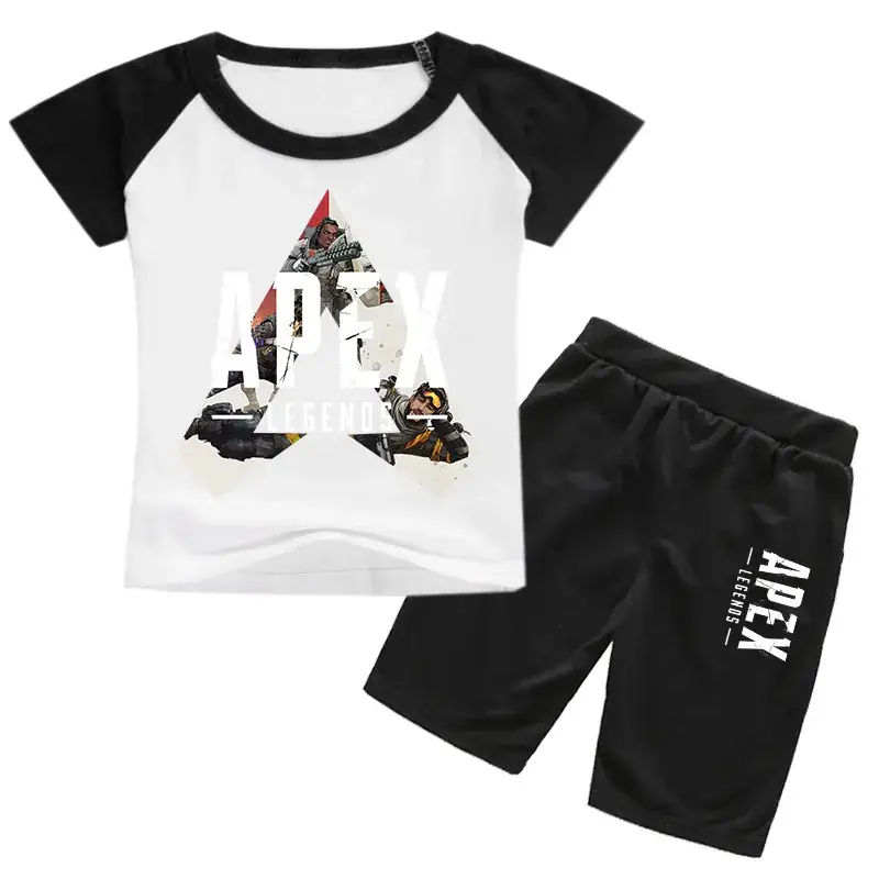 Children Korean Graphic T-Shirt & Shorts Set Yellow Black 0226 - Image 11