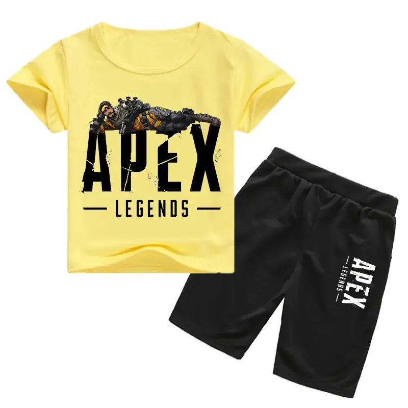 Kids Korean Fashion T-Shirt & Shorts Set Yellow Black — feature 5