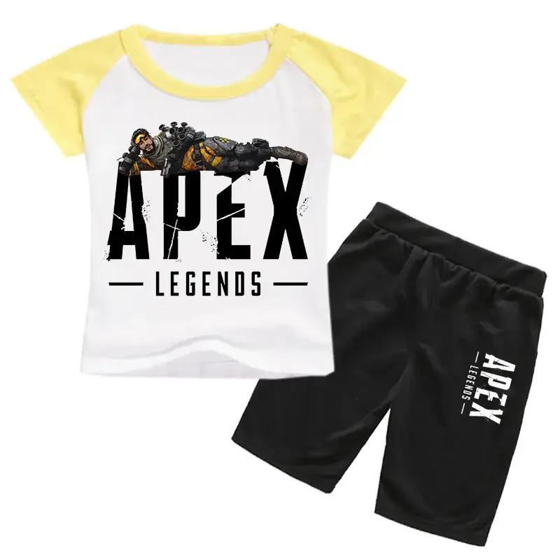 Kids Korean Fashion T-Shirt & Shorts Set Yellow Black