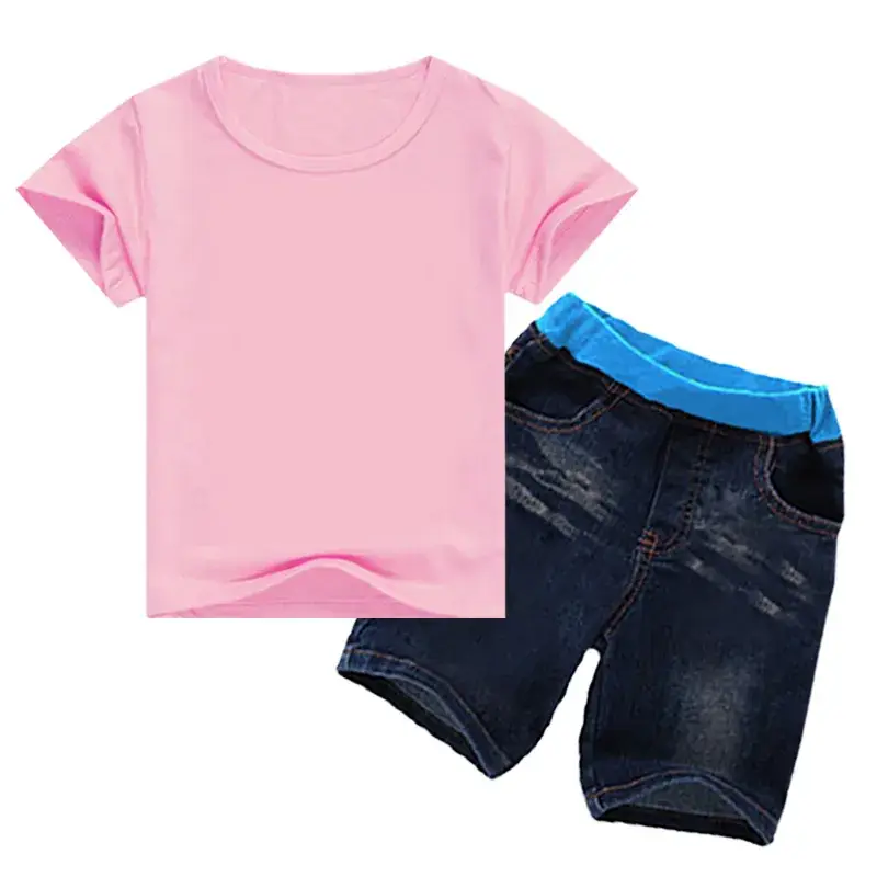 Boys & Girls Summer T-Shirt & Denim Shorts Set — feature 9