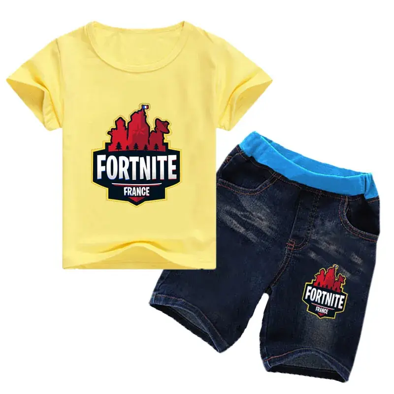 Fortnite French Kids Suit White Blue Shorts — feature 12
