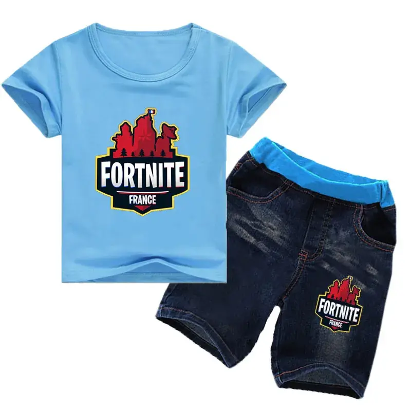 Fortnite French Kids Suit White Blue Shorts — feature 8