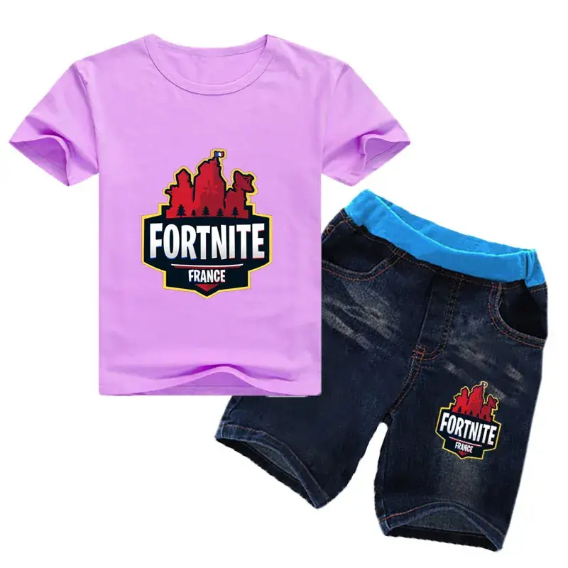 Fortnite French Kids Suit White Blue Shorts
