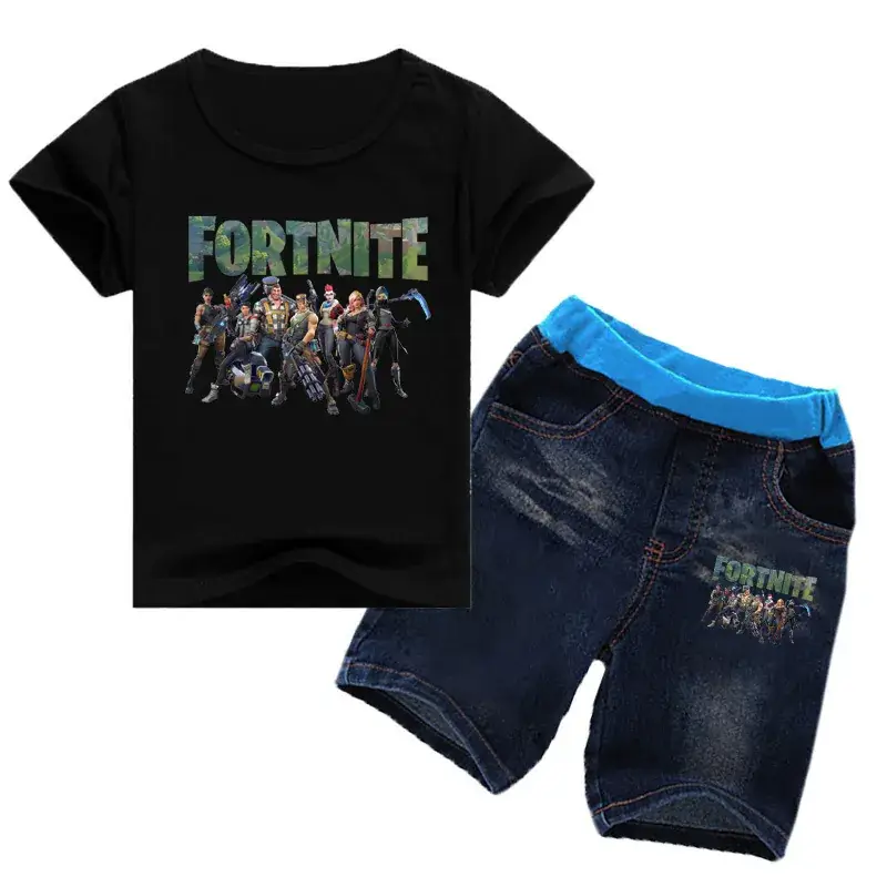 2018 Printed Boys T-Shirt Shorts Set Red Blue - Image 14