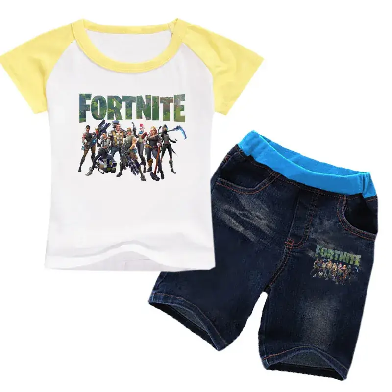 2018 Printed Boys T-Shirt Shorts Set Red Blue - Image 11