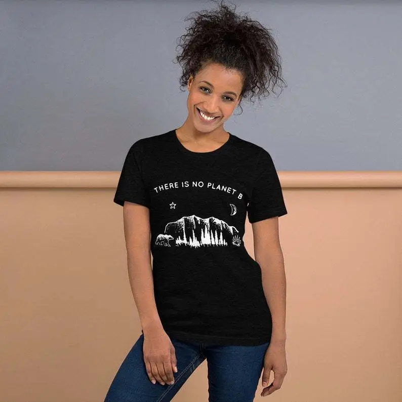 Men Women T-Shirt "No Planet B" Short Sleeve - Image 2