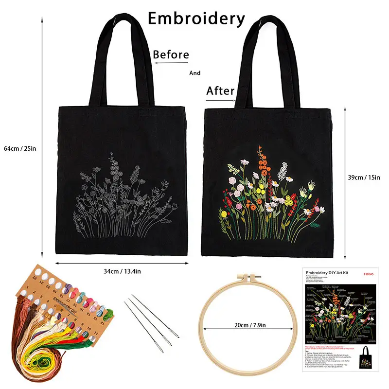 Black Canvas Sashiko Embroidered Shoulder Bag — feature 2