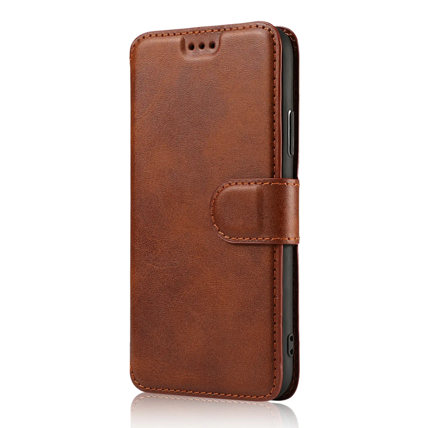 Apple iPhone 15 Leather Protective Case with X Max Calf Pattern