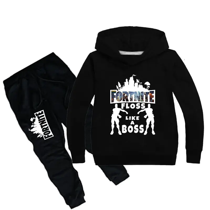 Fortune Cookie Boss Hoodie Set Black 2 Pcs
