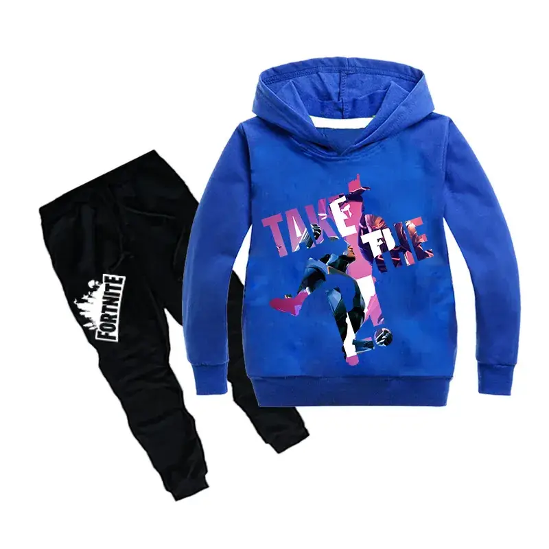 Red Printed Hoodie & Black Trousers Set for Kids - Image 5